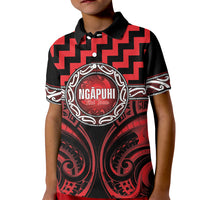 Aotearoa Ngapuhi Personalised Kid Polo Shirt Maori Iwi Poutama Puhoro Tattoo