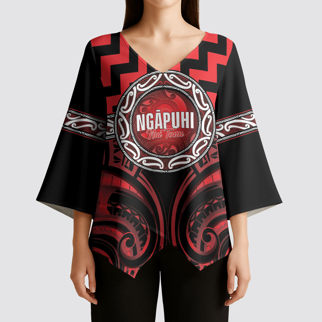 Aotearoa Ngapuhi Personalised Kimono Sleeve Blouse Maori Iwi Poutama Puhoro Tattoo