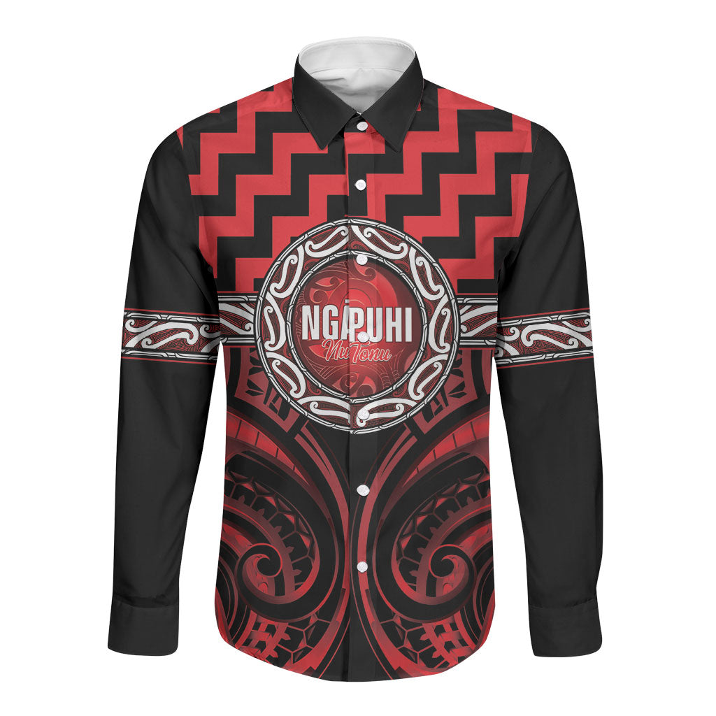 Aotearoa Ngapuhi Personalised Long Sleeve Button Shirt Maori Iwi Poutama Puhoro Tattoo