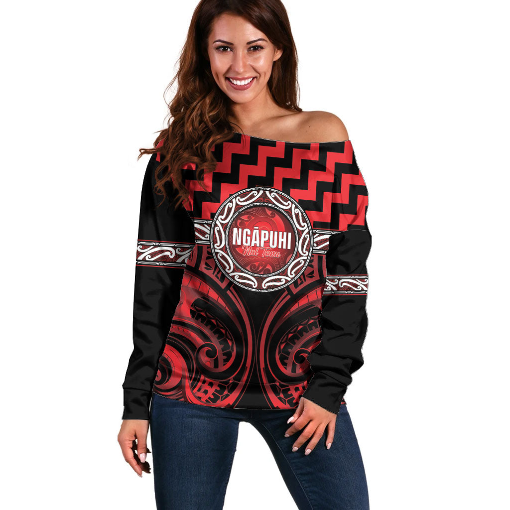 Aotearoa Ngapuhi Personalised Off Shoulder Sweater Maori Iwi Poutama Puhoro Tattoo