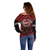 Aotearoa Ngapuhi Personalised Off Shoulder Sweater Maori Iwi Poutama Puhoro Tattoo