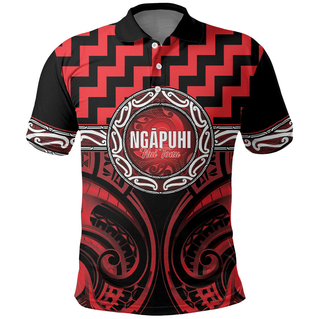 Aotearoa Ngapuhi Personalised Polo Shirt Maori Iwi Poutama Puhoro Tattoo LT14 Red - Polynesian Pride
