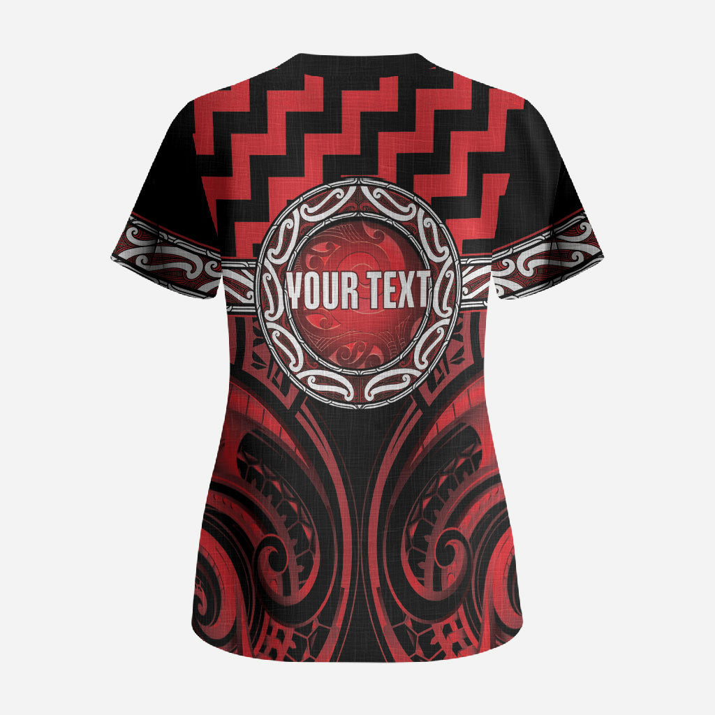 Aotearoa Ngapuhi Personalised Scrub Top Maori Iwi Poutama Puhoro Tattoo