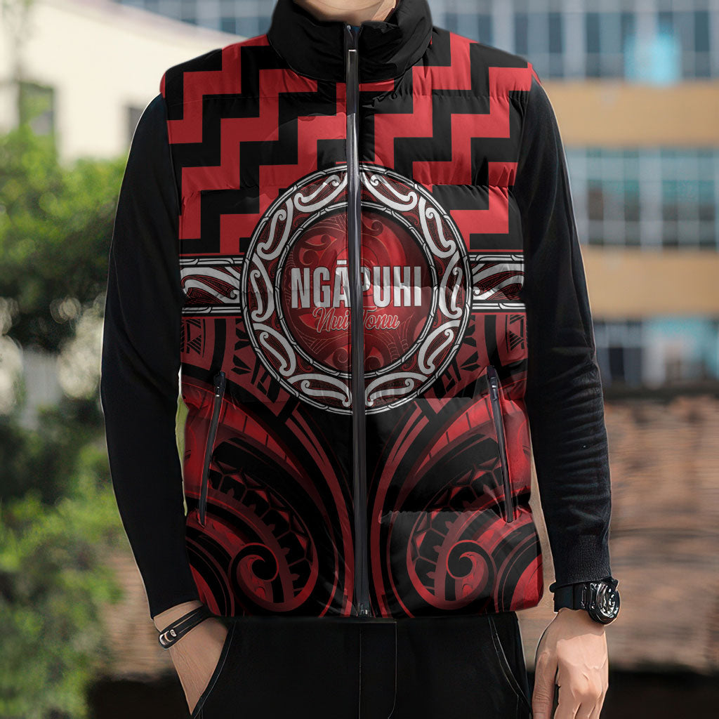 Aotearoa Ngapuhi Personalised Sleeveless Puffer Jacket Maori Iwi Poutama Puhoro Tattoo