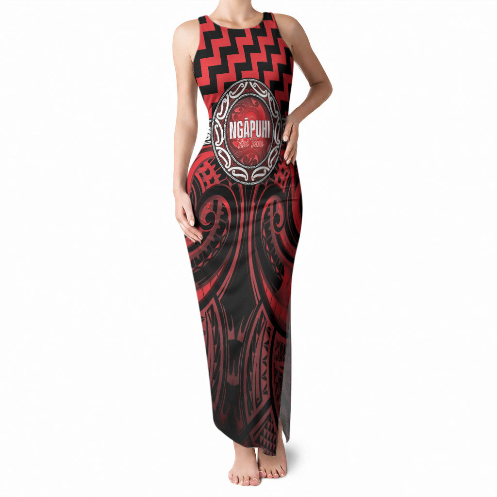 Aotearoa Ngapuhi Personalised Tank Maxi Dress Maori Iwi Poutama Puhoro Tattoo LT14 Women Red - Polynesian Pride