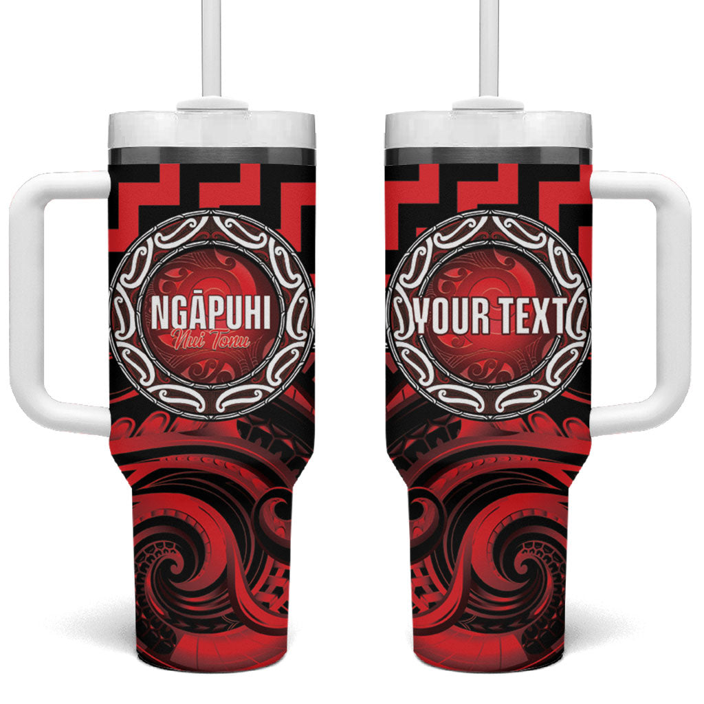 Aotearoa Ngapuhi Personalised Tumbler With Handle Maori Iwi Poutama Puhoro Tattoo