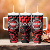 Aotearoa Ngapuhi Personalised Tumbler With Handle Maori Iwi Poutama Puhoro Tattoo