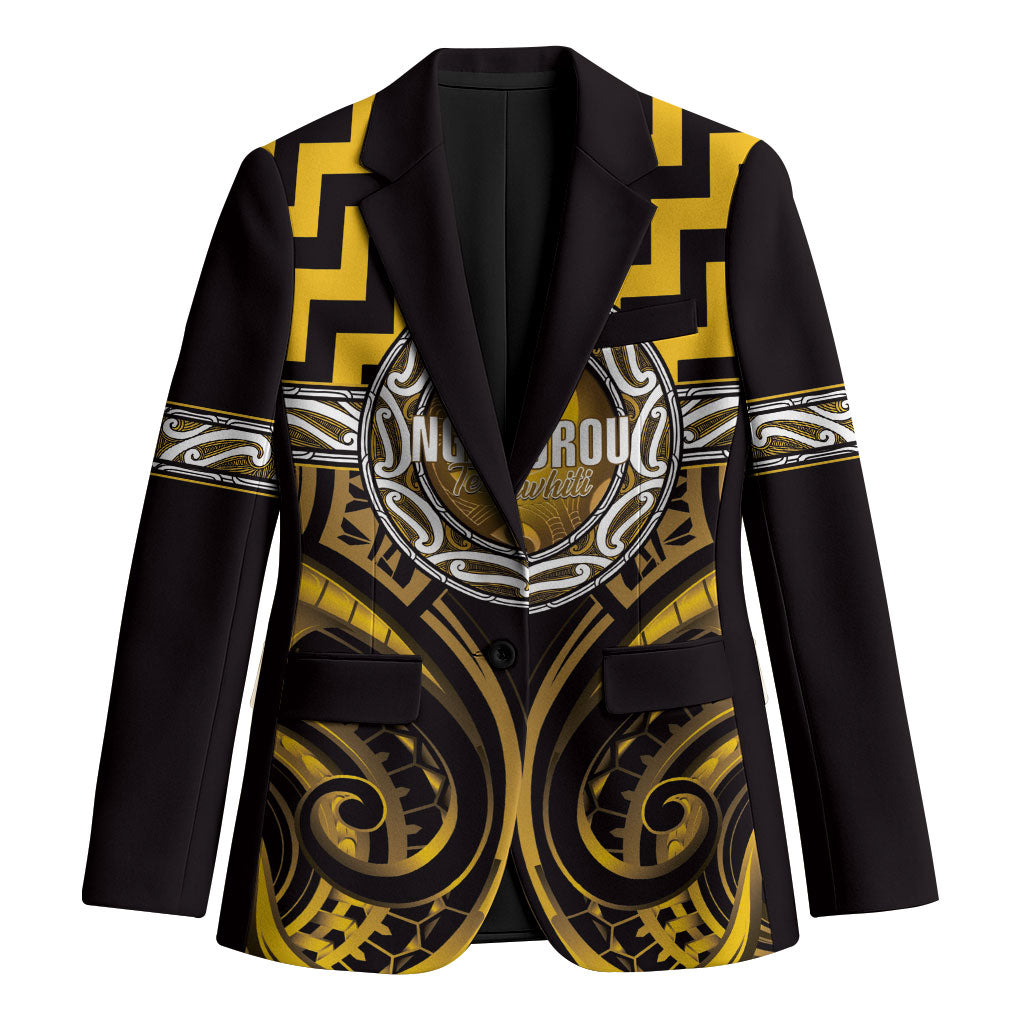 Aotearoa Ngati Porou Personalised Blazer Maori Iwi Poutama Puhoro Tattoo LT14 Unisex Yellow - Polynesian Pride