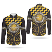 Aotearoa Ngati Porou Personalised Couples Matching Long Sleeve Bodycon Dress and Long Sleeve Button Shirt Maori Iwi Poutama Puhoro Tattoo