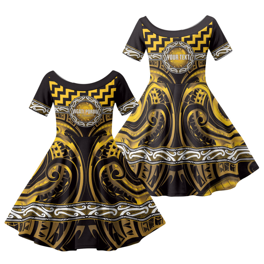 Aotearoa Ngati Porou Personalised Family Matching Short Sleeve Bodycon Dress and Hawaiian Shirt Maori Iwi Poutama Puhoro Tattoo