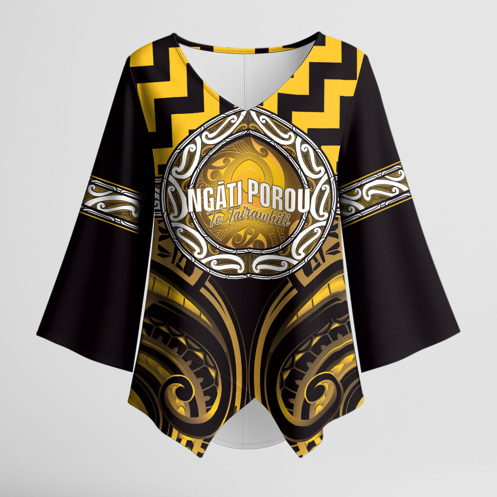 Aotearoa Ngati Porou Personalised Kimono Sleeve Blouse Maori Iwi Poutama Puhoro Tattoo