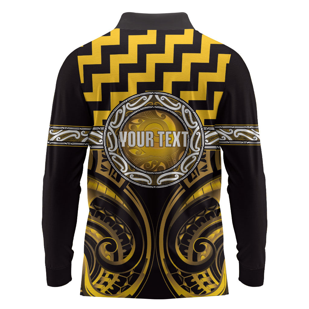 Aotearoa Ngati Porou Personalised Long Sleeve Polo Shirt Maori Iwi Poutama Puhoro Tattoo