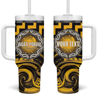 Aotearoa Ngati Porou Personalised Tumbler With Handle Maori Iwi Poutama Puhoro Tattoo