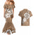 Polynesia Couples Matching Mermaid Dress and Hawaiian Shirt Plumeria With Tribal Pattern Brown Pastel Vibes LT14 - Polynesian Pride