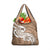 Polynesia Grocery Bag Plumeria With Tribal Pattern Brown Pastel