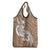 Polynesia Grocery Bag Plumeria With Tribal Pattern Brown Pastel