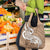 Polynesia Grocery Bag Plumeria With Tribal Pattern Brown Pastel