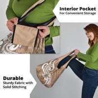 Polynesia Grocery Bag Plumeria With Tribal Pattern Brown Pastel