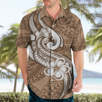 Polynesia Hawaiian Shirt Plumeria With Tribal Pattern Brown Pastel Vibes LT14 - Polynesian Pride