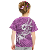 Polynesia Kid T Shirt Plumeria With Tribal Pattern Pink Pastel Vibes LT14 - Polynesian Pride