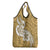 Polynesia Grocery Bag Plumeria With Tribal Pattern Yellow Pastel