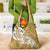 Polynesia Grocery Bag Plumeria With Tribal Pattern Yellow Pastel
