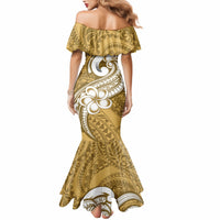 Polynesia Mermaid Dress Plumeria With Tribal Pattern Yellow Pastel Vibes LT14 - Polynesian Pride