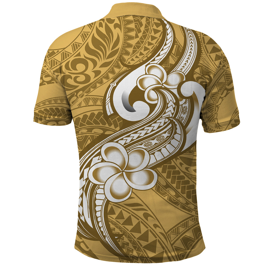 Polynesia Polo Shirt Plumeria With Tribal Pattern Yellow Pastel Vibes LT14 - Polynesian Pride