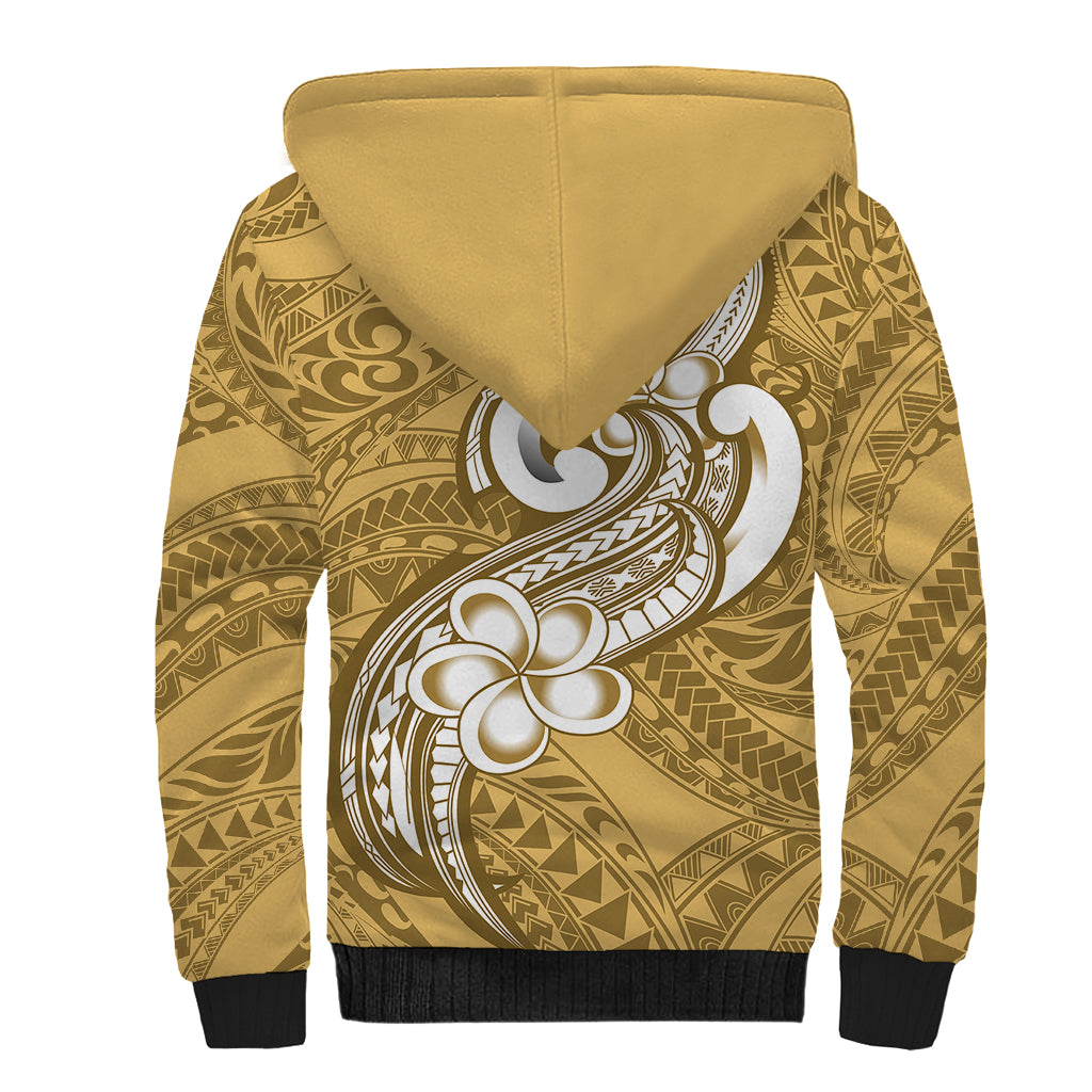 Polynesia Sherpa Hoodie Plumeria With Tribal Pattern Yellow Pastel Vibes LT14 - Polynesian Pride