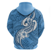 Polynesia Hoodie Plumeria With Tribal Pattern Blue Pastel Vibes LT14 - Polynesian Pride
