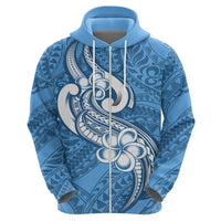 Polynesia Hoodie Plumeria With Tribal Pattern Blue Pastel Vibes LT14 - Polynesian Pride