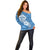Polynesia Off Shoulder Sweater Plumeria With Tribal Pattern Blue Pastel Vibes LT14 - Polynesian Pride