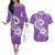 Polynesia Couples Matching Off The Shoulder Long Sleeve Dress and Hawaiian Shirt Plumeria With Tribal Pattern Purple Pastel Vibes LT14 Purple - Polynesian Pride