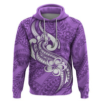 Polynesia Hoodie Plumeria With Tribal Pattern Purple Pastel Vibes LT14 Purple - Polynesian Pride