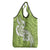 Polynesia Grocery Bag Plumeria With Tribal Pattern Green Pastel