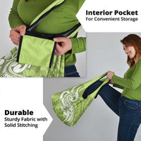 Polynesia Grocery Bag Plumeria With Tribal Pattern Green Pastel