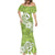 Polynesia Mermaid Dress Plumeria With Tribal Pattern Green Pastel Vibes LT14 - Polynesian Pride