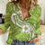 Polynesia Women Casual Shirt Plumeria With Tribal Pattern Green Pastel Vibes LT14 Female Green - Polynesian Pride