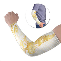 Polynesia White Sunday Arm Sleeves Polynesian Tattoo Plumeria Hibiscus Gold