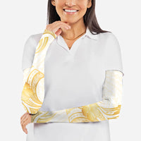 Polynesia White Sunday Arm Sleeves Polynesian Tattoo Plumeria Hibiscus Gold