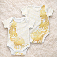 Polynesia White Sunday Baby Onesie Polynesian Tattoo Plumeria Hibiscus Gold