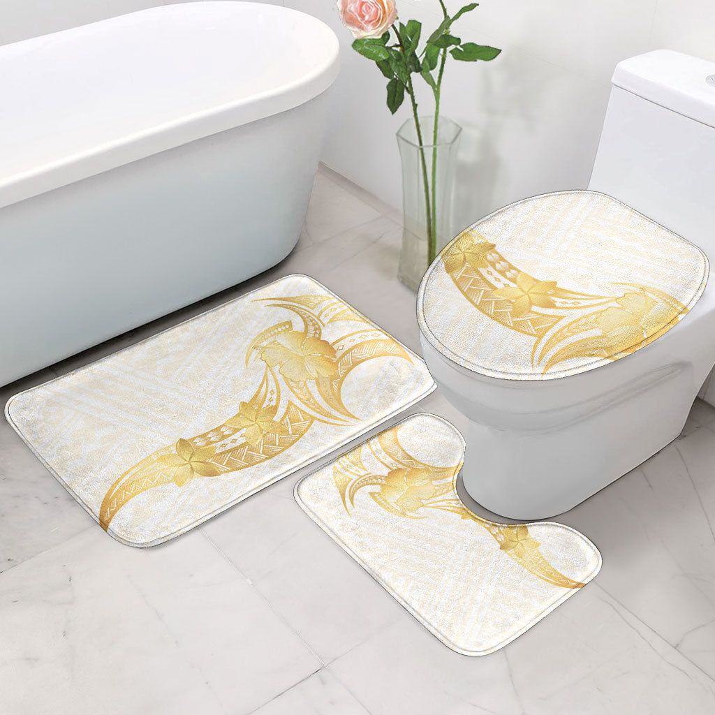 Polynesia White Sunday Bathroom Set Polynesian Tattoo Plumeria Hibiscus Gold