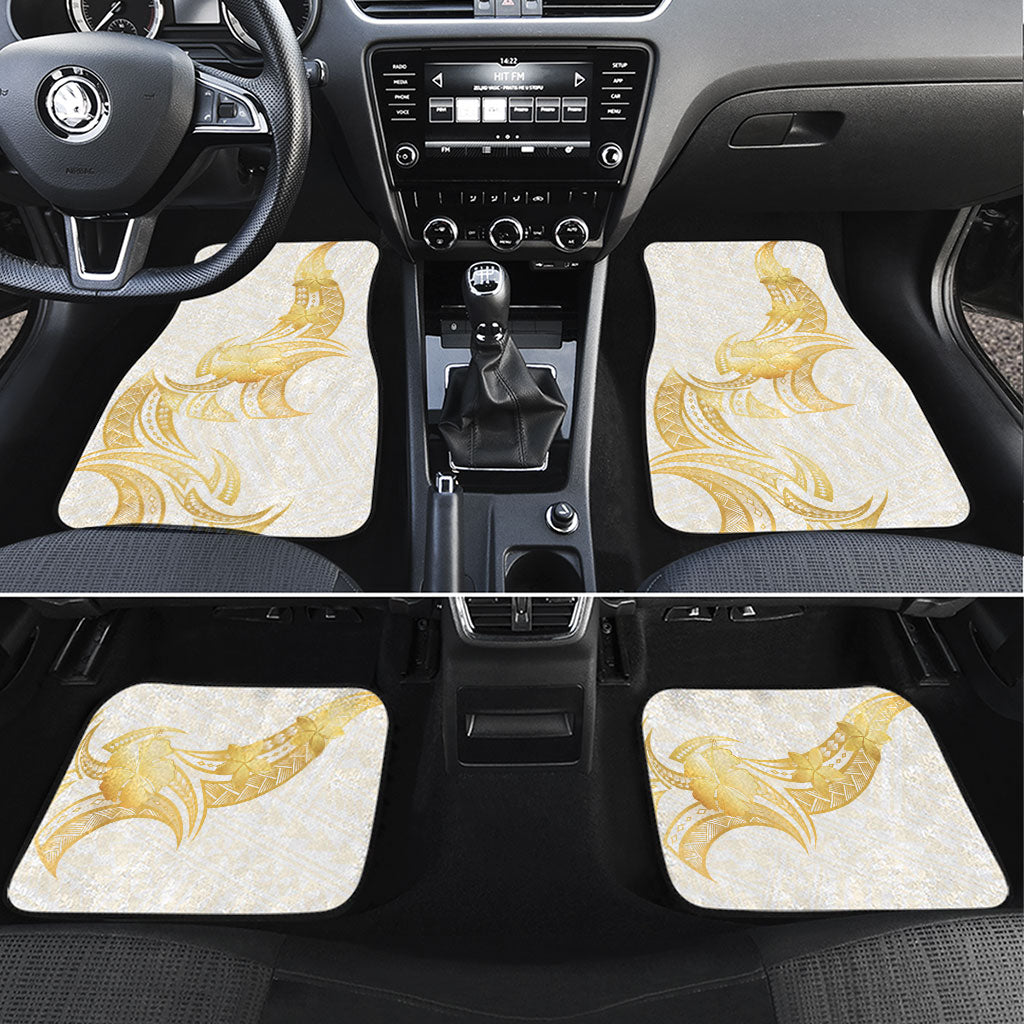 Polynesia White Sunday Car Mats Polynesian Tattoo Plumeria Hibiscus Gold LT14 Set 4pcs White - Polynesian Pride
