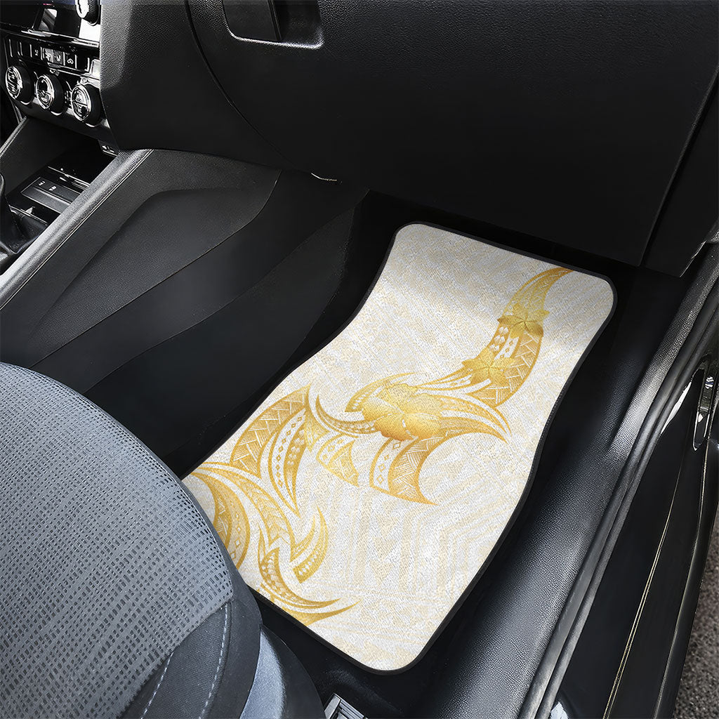 Polynesia White Sunday Car Mats Polynesian Tattoo Plumeria Hibiscus Gold