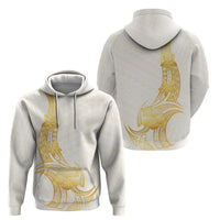 Polynesia White Sunday Hoodie Polynesian Tattoo Plumeria Hibiscus Gold