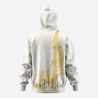 Polynesia White Sunday Hoodie Polynesian Tattoo Plumeria Hibiscus Gold