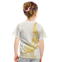 Polynesia White Sunday Kid T Shirt Polynesian Tattoo Plumeria Hibiscus Gold