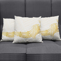 Polynesia White Sunday Pillow Cover Polynesian Tattoo Plumeria Hibiscus Gold