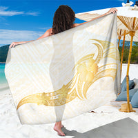 Polynesia White Sunday Sarong Polynesian Tattoo Plumeria Hibiscus Gold