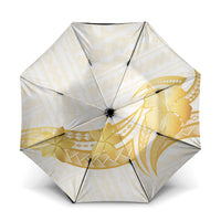 Polynesia White Sunday Umbrella Polynesian Tattoo Plumeria Hibiscus Gold